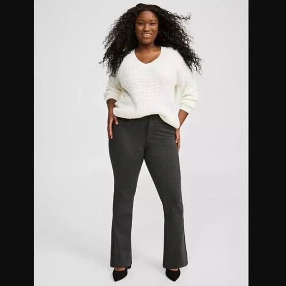 Torrid Trouser Boot Studio Luxe Ponte Mid-Rise Pant Charcoal Heather 24T 24 Tall - Picture 1 of 6